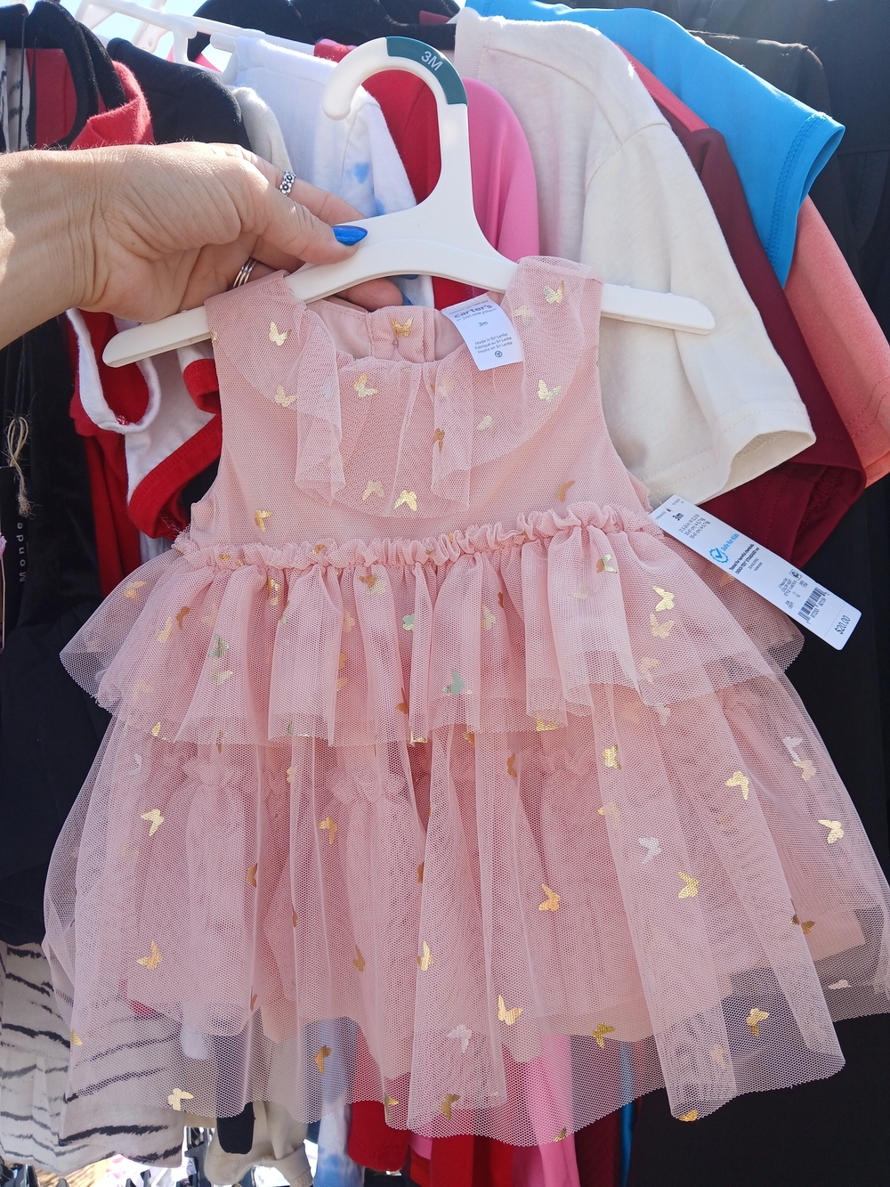 Carter's Pink Tulle Party Dress with Gold Butterfly Accents